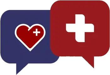 The Medici logo features two overlapping chat bubbles, one blue and one green, with a white cross in the center, next to